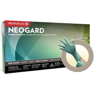Neogard C52 Neoprene Green Powder Free Gloves Small 100/Bx (Ansell)