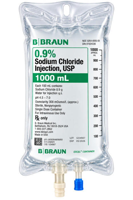 Sodium Chloride .9% Inj Pouch 1000ml Each