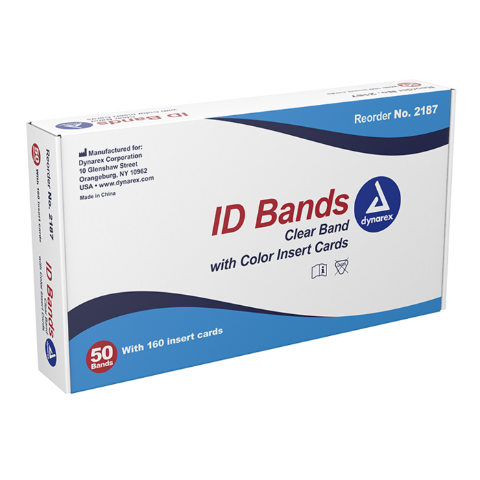 ID Bands Clear Band w/ Color Card Inser, DEHP Free 50/Pkg (Dynarex) ID Bands Clear Band w/ Color Card Inser, DEHP Free 50/Pkg (Dynarex)