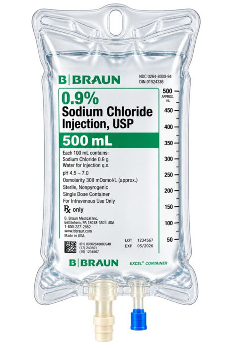 Sodium Chloride .9% Inj Pouch 500ml Each