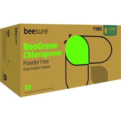 Neogrene Chloroprene Powder Free Exam Gloves, 200/Pkg (BeeSure) Neogrene Chloroprene Powder Free Exam Gloves, 200/Pkg (BeeSure)