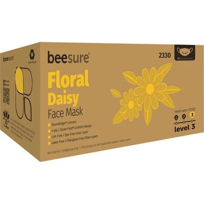 Mask Earloop Level 3 with Floral Design 50/Box (BeeSure) Mask Earloop Level 3 with Floral Design 50/Box (BeeSure)
