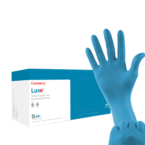 Luxe Nitrile Exam Gloves, Powder Free Blue (Cranberry) Luxe Nitrile Exam Gloves, Powder Free Blue (Cranberry)