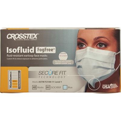 Mask Earloop SecureFit Technology Isofluid Fog Free ASTM Level 1, 40/Box (Crosstex) Mask Earloop SecureFit Technology Isofluid Fog Free ASTM Level 1, 40/Box (Crosstex)