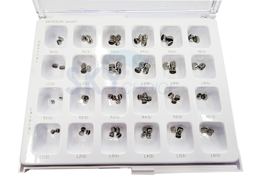 Stainless Steel Crowns Anterior Short Kit 72/Box (Sky Choice) Stainless Steel Crowns Anterior Short Kit 72/Box (Sky Choice)