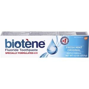 Biotene Dry Mouth Toothpaste, Fresh Mint, 4.3 oz. tube, 6/pkg, 2 pkg/cs (12 tubes total) Biotene Dry Mouth Toothpaste, Fresh Mint, 4.3 oz. tube, 6/pkg, 2 pkg/cs (12 tubes total)