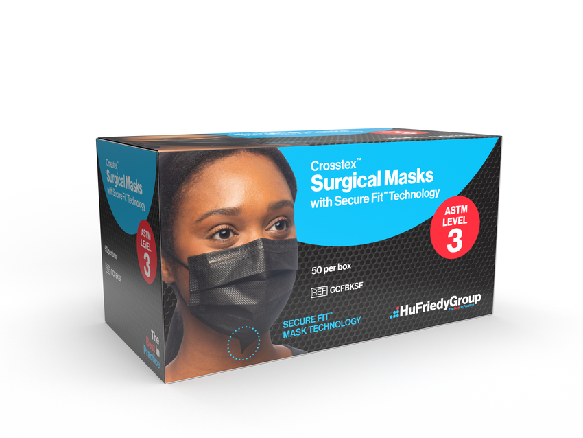 Mask Surgical W/Secure FitTM, Black, ASTM Level 3, 50/Box Mask Surgical W/Secure FitTM, Black, ASTM Level 3, 50/Box