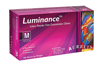 Aurelia Luminance Latex Exam Glove Powder Free Polymer Coating 100/box Aurelia Luminance Latex Exam Glove Powder Free Polymer Coating 100/box