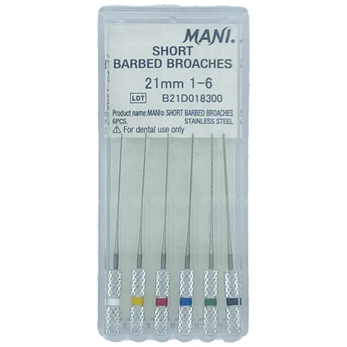 Barbed Broaches, 21mm 6/Pkg (Mani) Barbed Broaches, 21mm 6/Pkg (Mani)