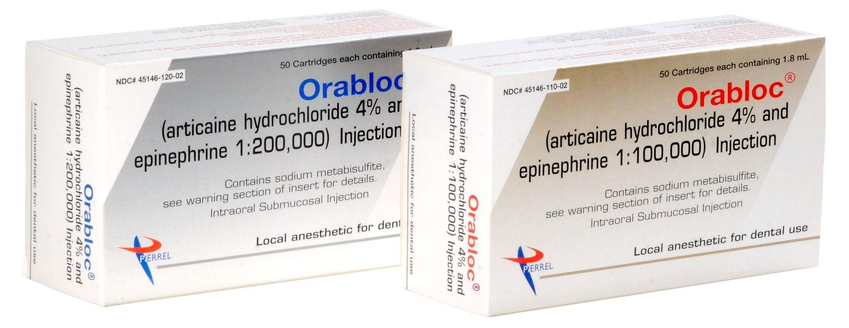 Orabloc 4% Articaine HCl With Epinephrine 1.8 ml Injection Cartridges, 50/Pkg Orabloc 4% Articaine HCl With Epinephrine 1.8 ml Injection Cartridges, 50/Pkg