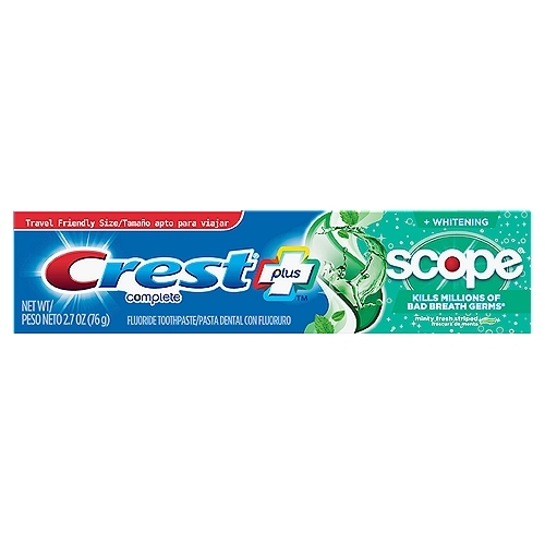 Crest Complete Whitening + Scope Toothpaste, Minty Fresh, 2.7 oz, 24/cs Crest Complete Whitening + Scope Toothpaste, Minty Fresh, 2.7 oz, 24/cs