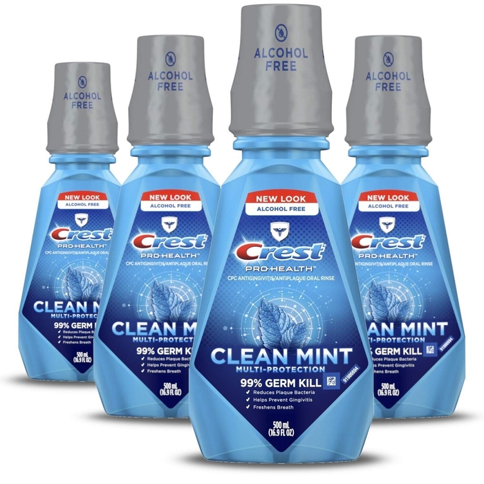 Crest ProHealth Mouthwash, Multi-Protection, Clean Mint, Alcohol-Free, 500 mL, 4/cs Crest ProHealth Mouthwash, Multi-Protection, Clean Mint, Alcohol-Free, 500 mL, 4/cs